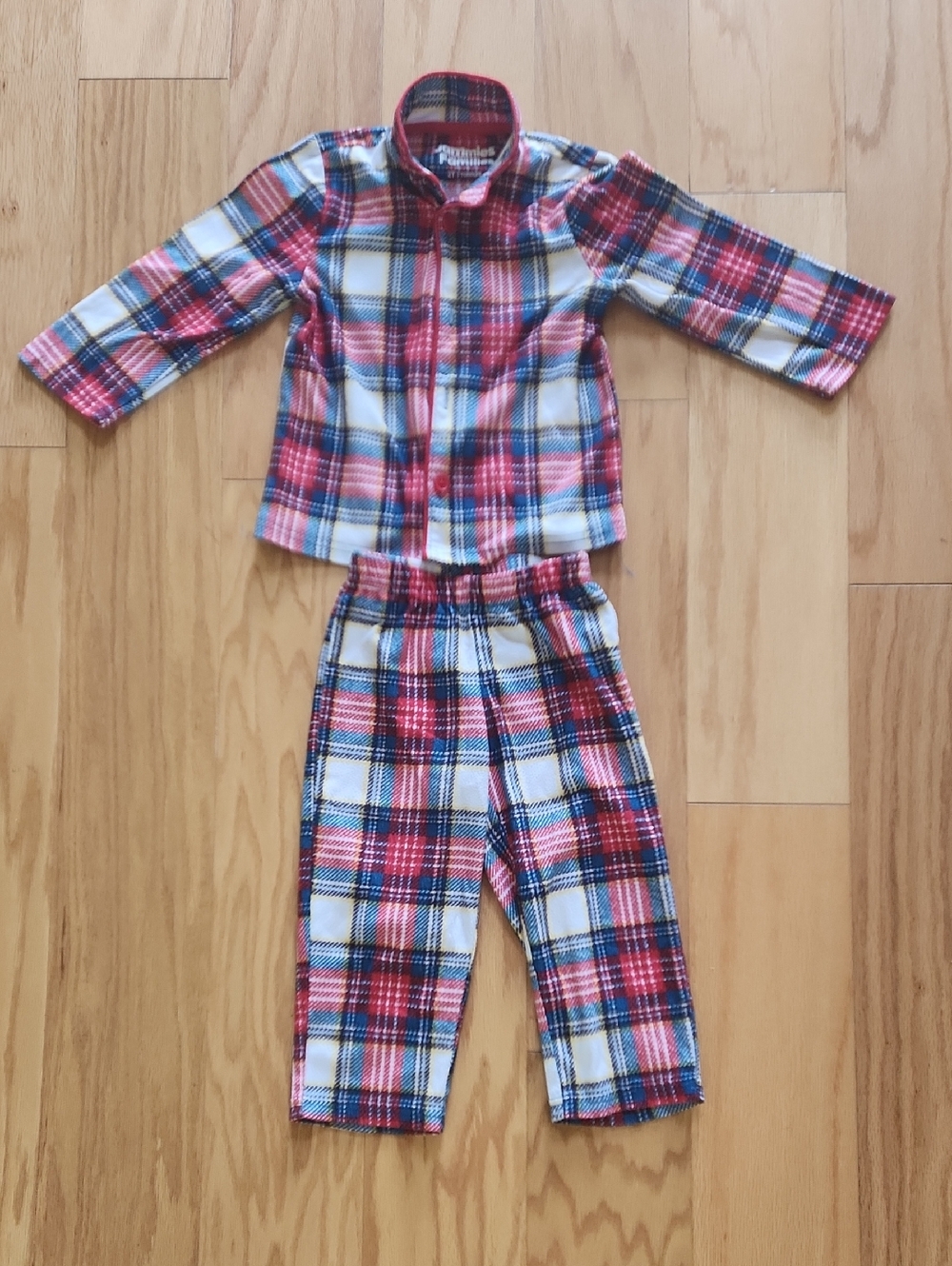 Jammies For Your Families Kids Plaid Pajama Set - Red, Blue & White 2T